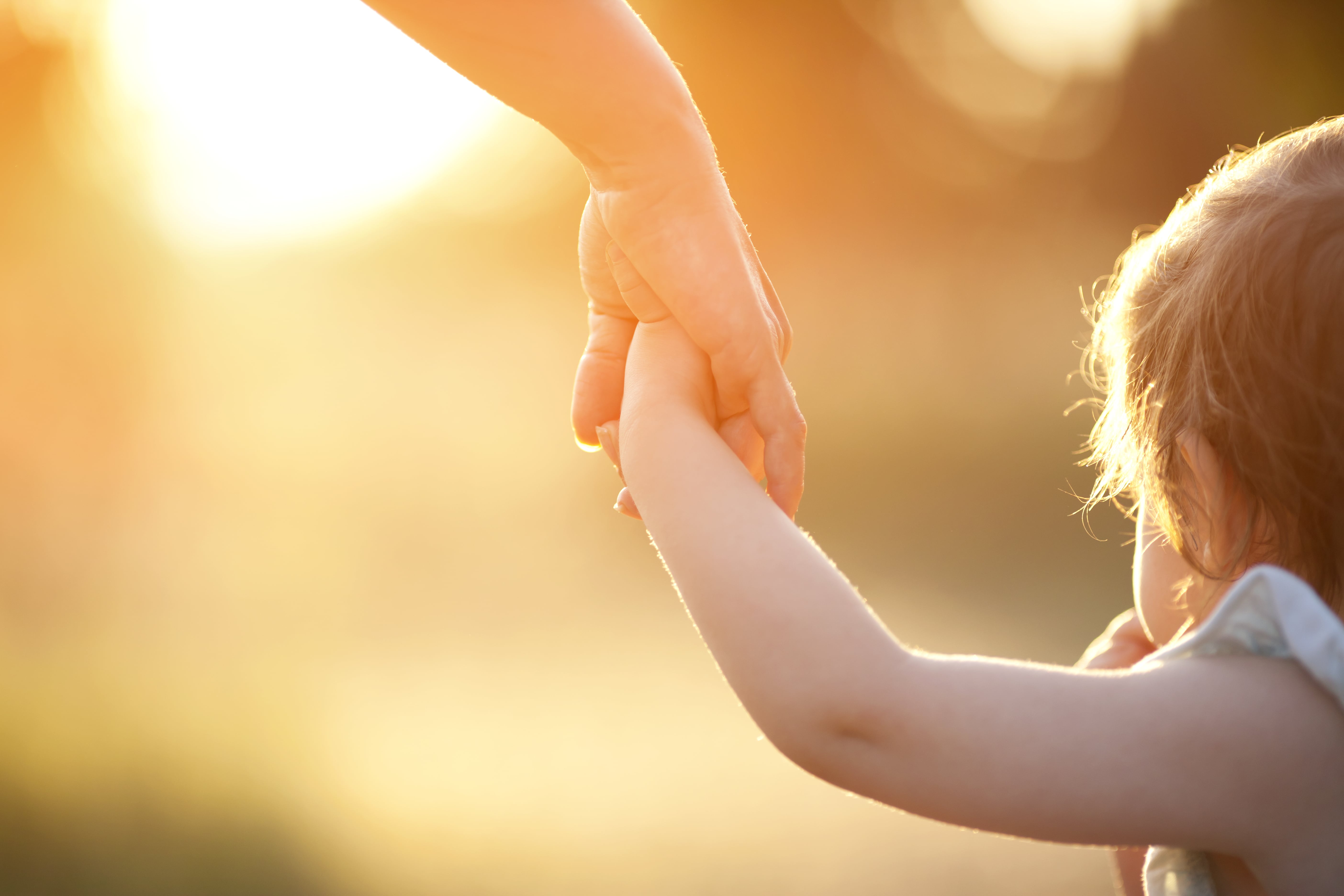 child holding parent's hand